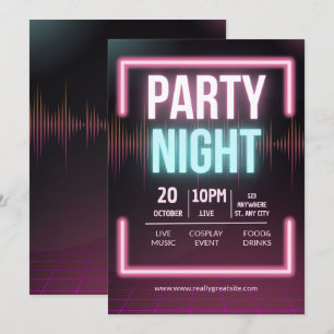 Music Party Invitation, Party Night Flyer Invitation