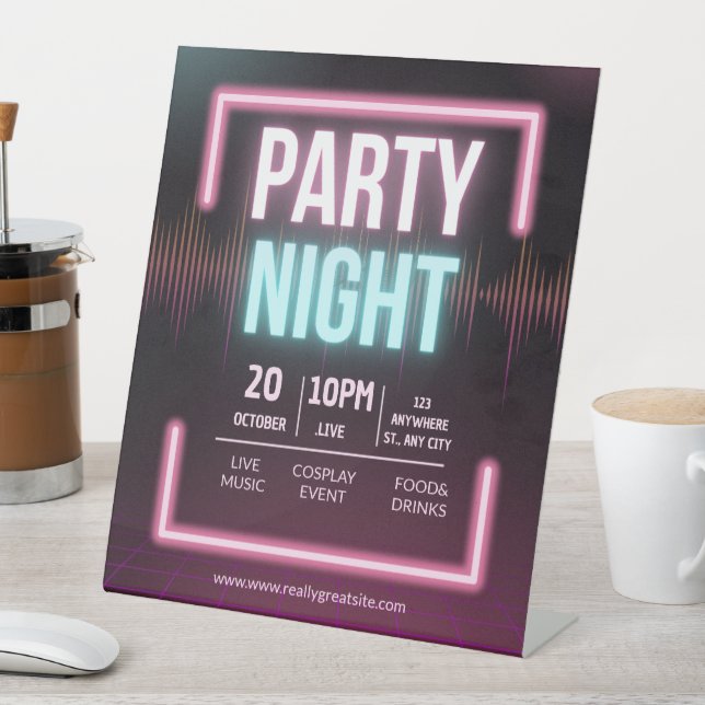 Music Party Invitation, Party Night Flyer Pedestal Sign (In SItu)