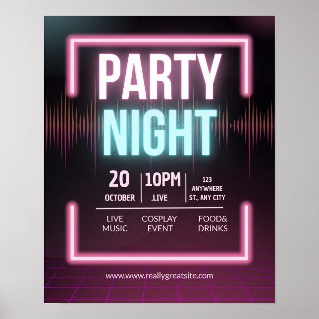 Music Party Invitation, Party Night Flyer Poster (Front)