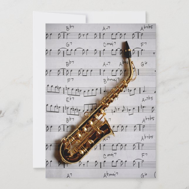 Music Party Saxophone Jazz Customisable Invitation (Front)
