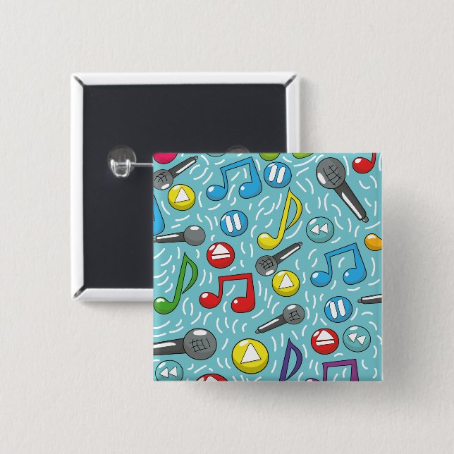Music pattern 15 cm square badge (Front & Back)