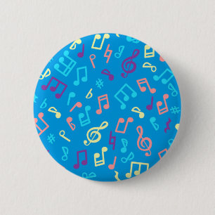 Music pattern 6 cm round badge