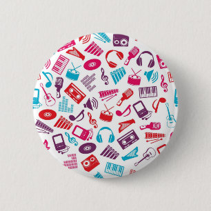Music pattern 6 cm round badge