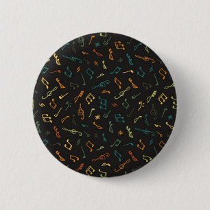 Music pattern 6 cm round badge