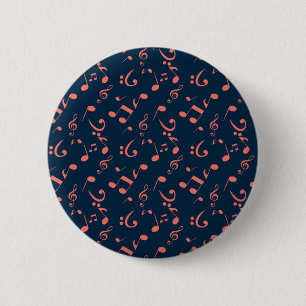 Music pattern 6 cm round badge