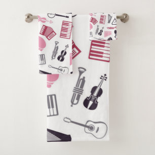 Music pattern bath towel set