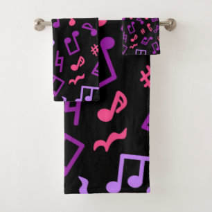 Music pattern bath towel set