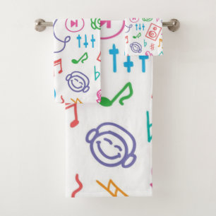 Music pattern bath towel set