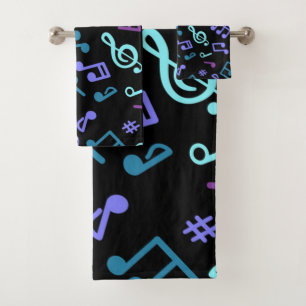 Music pattern bath towel set