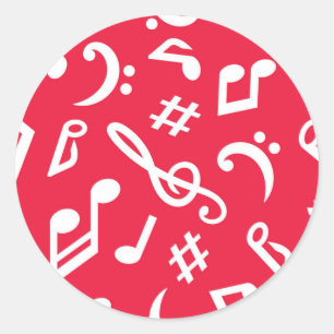 Music pattern classic round sticker
