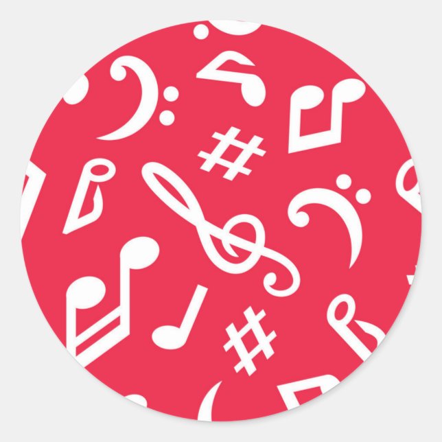 Music pattern classic round sticker (Front)