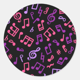 Music pattern classic round sticker