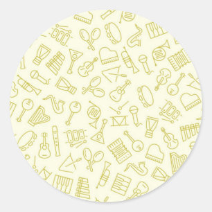 Music pattern classic round sticker