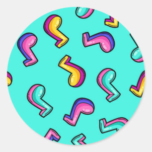 Music pattern classic round sticker
