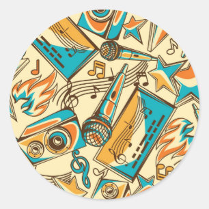 Music pattern classic round sticker