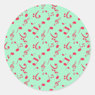 Music pattern classic round sticker
