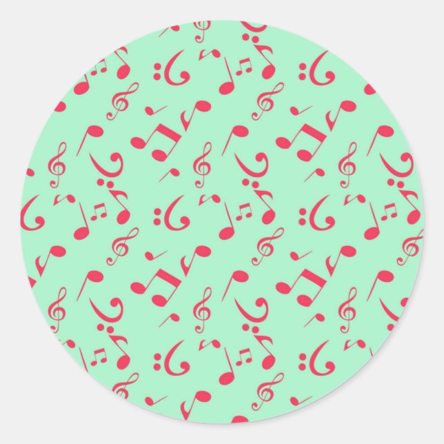 Music pattern classic round sticker (Front)