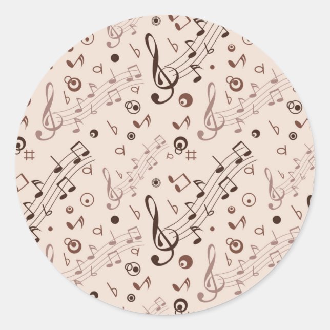 Music pattern classic round sticker (Front)