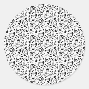Music pattern classic round sticker