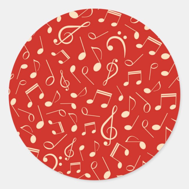 Music pattern classic round sticker (Front)