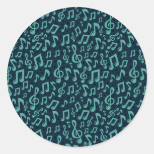Music pattern classic round sticker