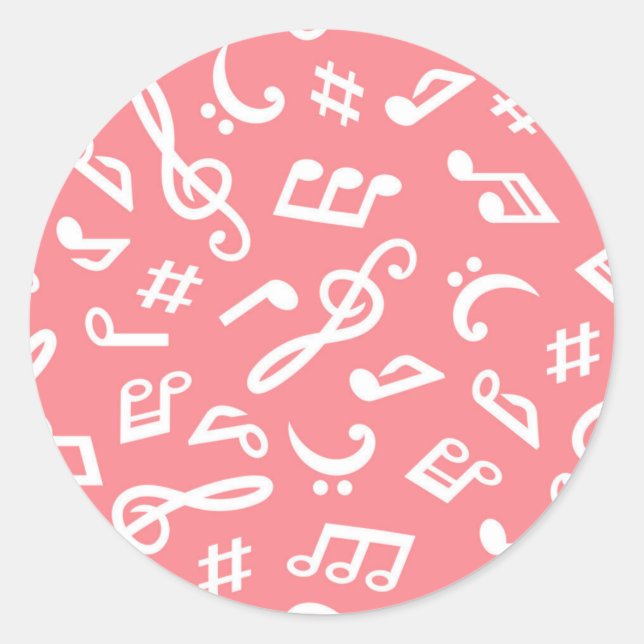 Music pattern classic round sticker (Front)
