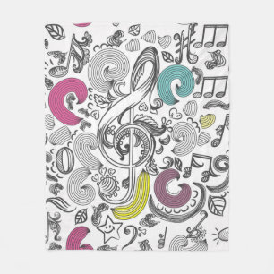 Music pattern fleece blanket
