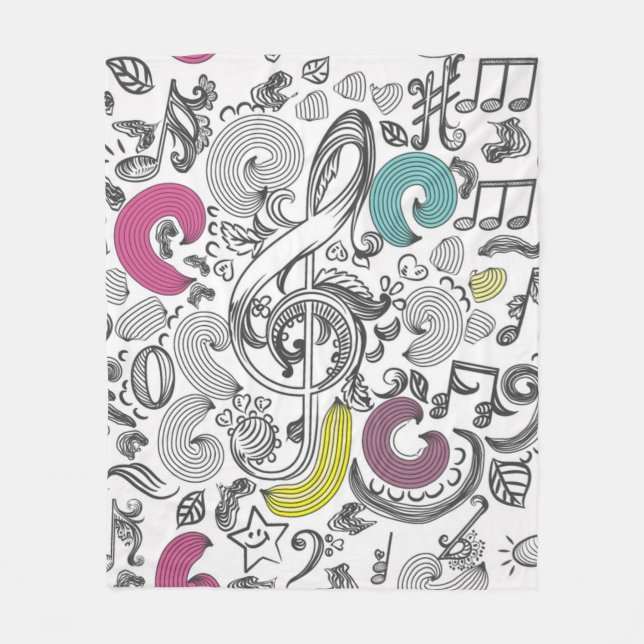 Music pattern fleece blanket (Front)