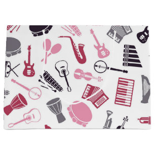 Music pattern large gift bag