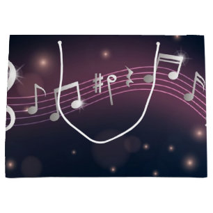 Music pattern large gift bag