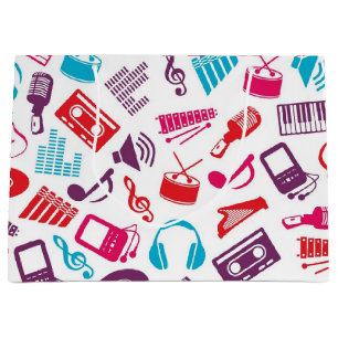 Music pattern large gift bag