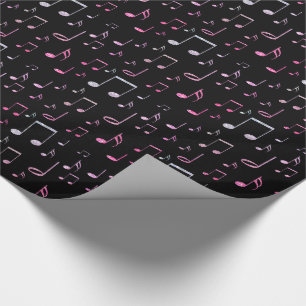 music pattern on black wrapping paper
