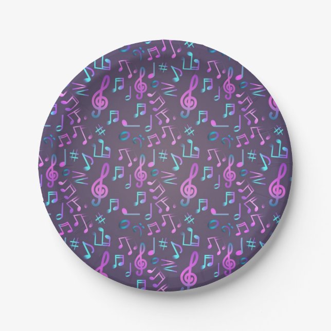 Music pattern paper plate (Front)