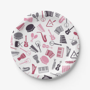 Music pattern paper plate