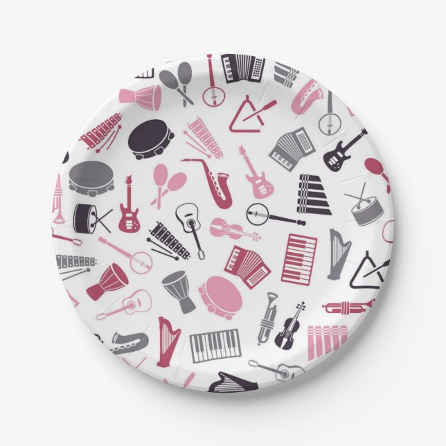 Music pattern paper plate (Front)