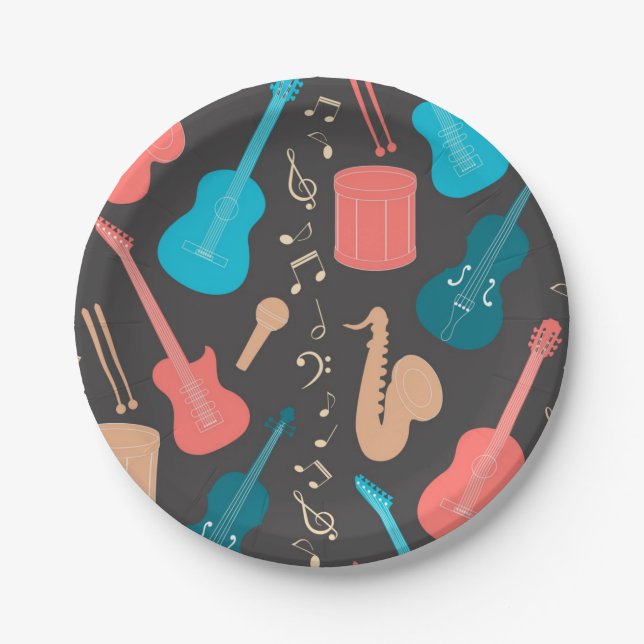 Music pattern paper plate (Front)