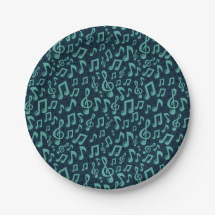 Music pattern paper plate