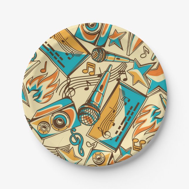 Music pattern paper plate (Front)
