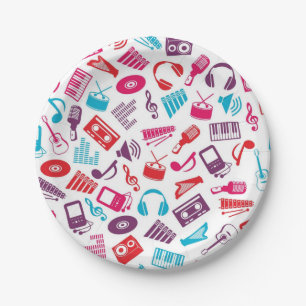 Music pattern paper plate