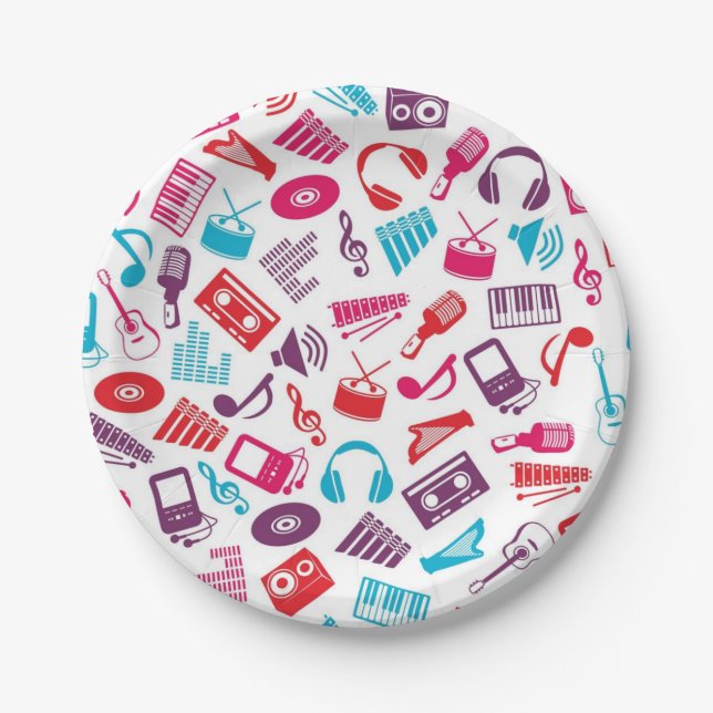 Music pattern paper plate (Front)