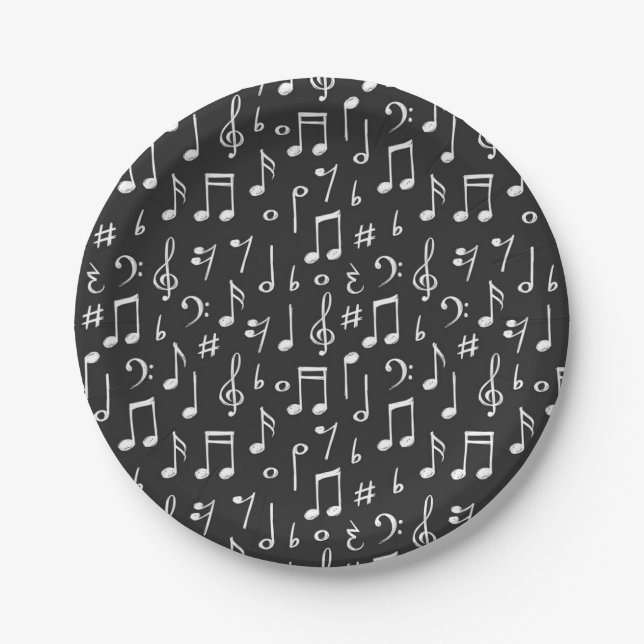 Music pattern paper plate (Front)