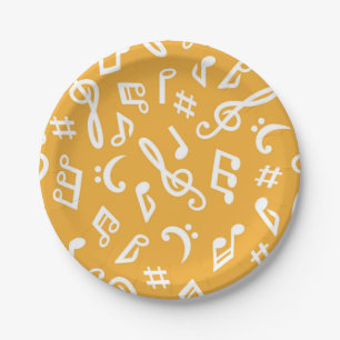 Music pattern paper plate