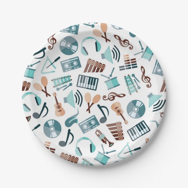 Music pattern paper plate (Front)