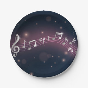 Music pattern paper plate