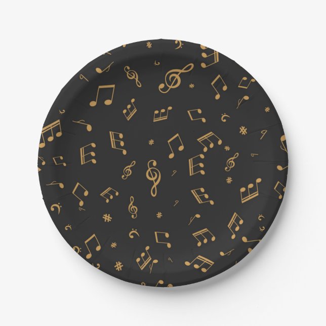 Music pattern paper plate (Front)
