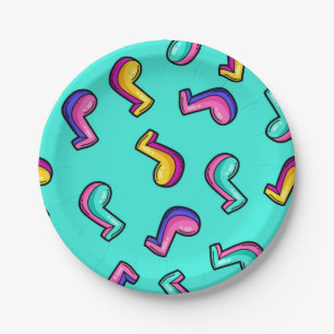 Music pattern paper plate