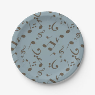 Music pattern paper plate