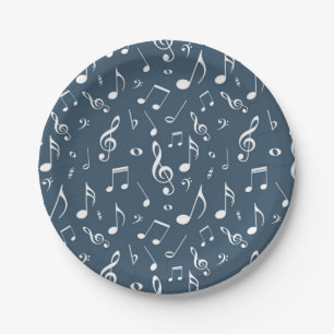 Music pattern paper plate