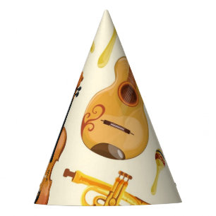 Music pattern party hat
