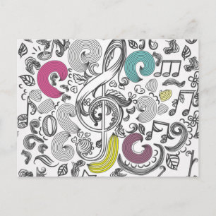 Music pattern postcard